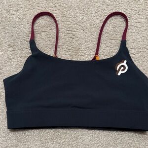 Peloton Black Burgundy Orange Sports Bra